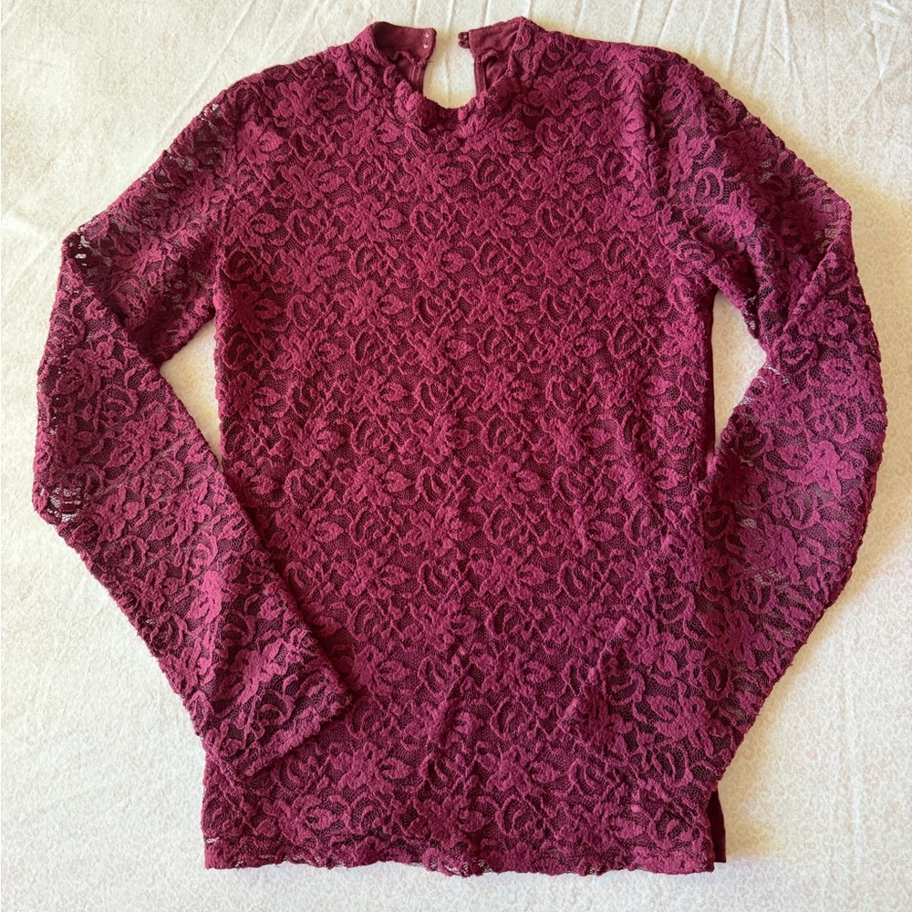 Hollister Deep Red Lace Blouse
